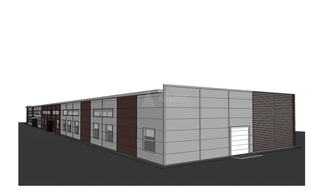 3D визуализация Склад-ангар с АБК из сэндвич-панелей - фото 13