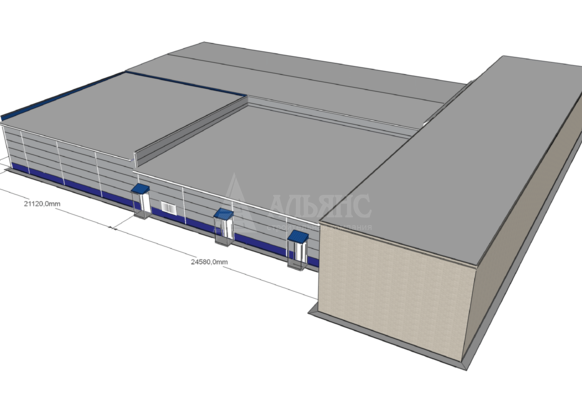 3D визуализация Ангар-склад из сэндвич-панелей - фото 12